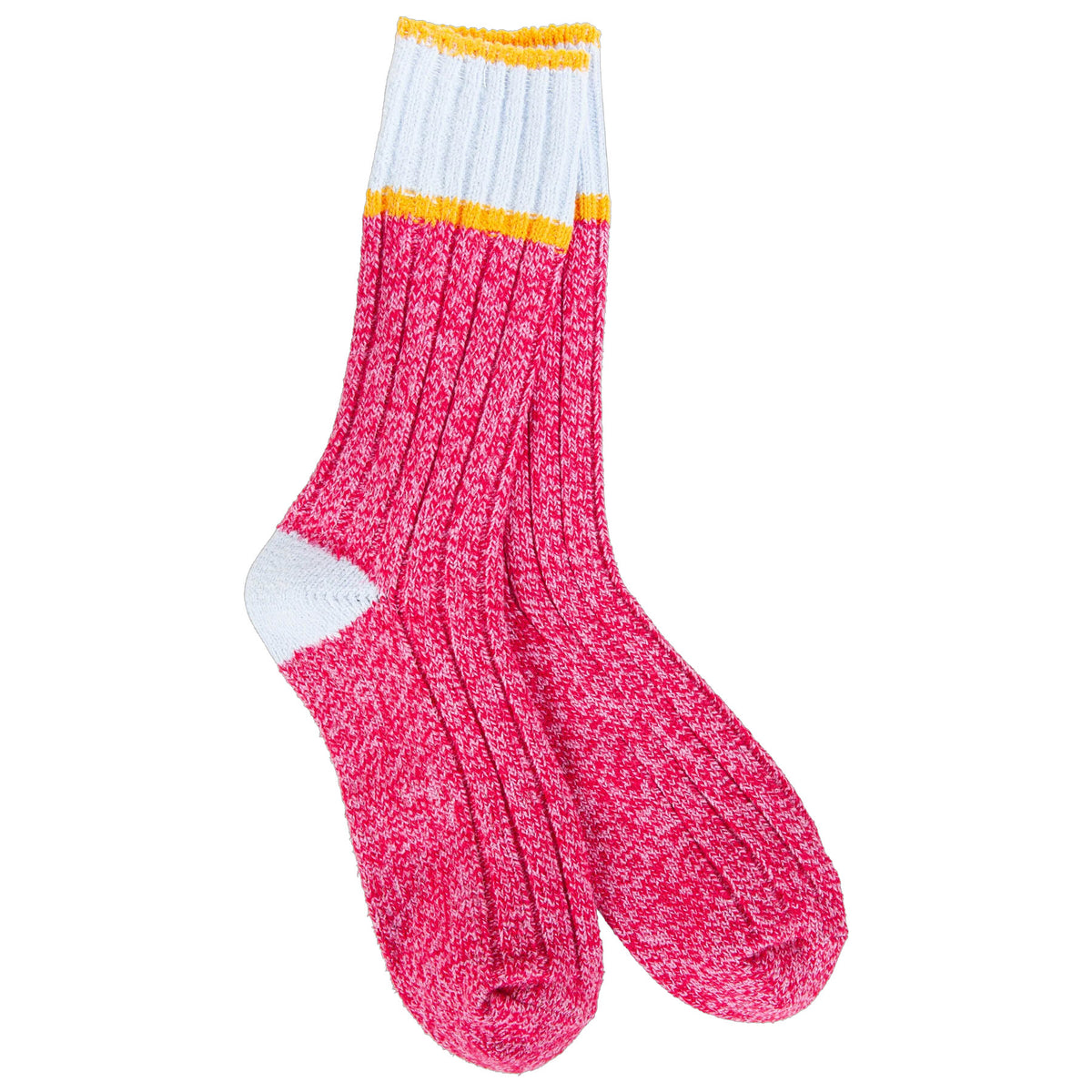 WORLDS SOFTEST RAGG CREW SOCKS COLORBLOCK PINK/BLUE/ORANGE - WOMENS