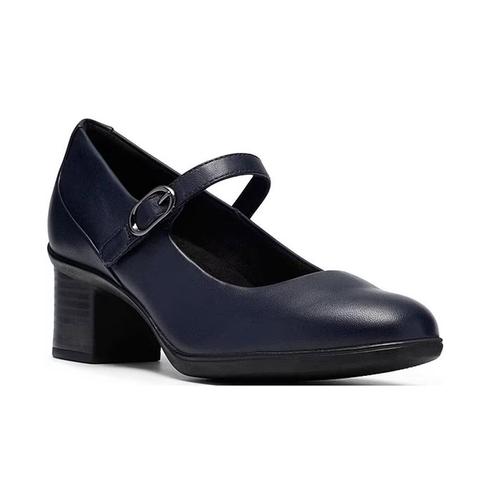 CLARKS SHAYA JANE LEATHER NAVY - WOMENS