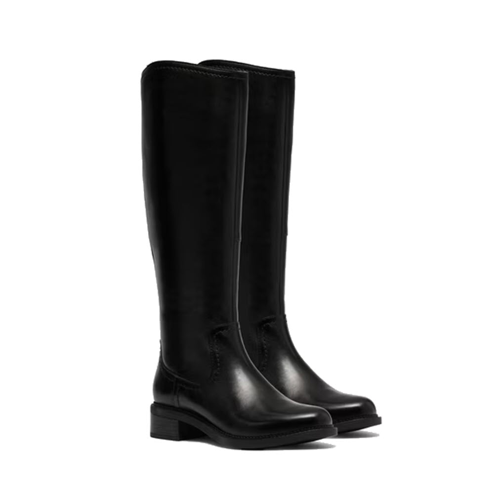 CLARKS MAYE RIDE TALL LEATHER BOOT BLACK- WOMENS