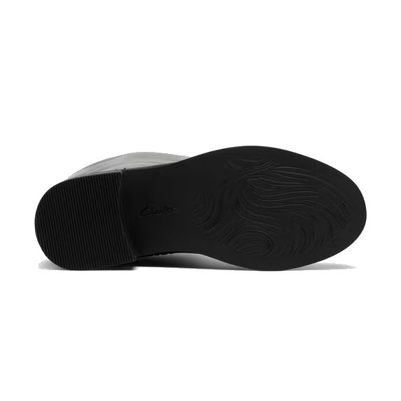 CLARKS MAYE RIDE TALL LEATHER BOOT BLACK- WOMENS