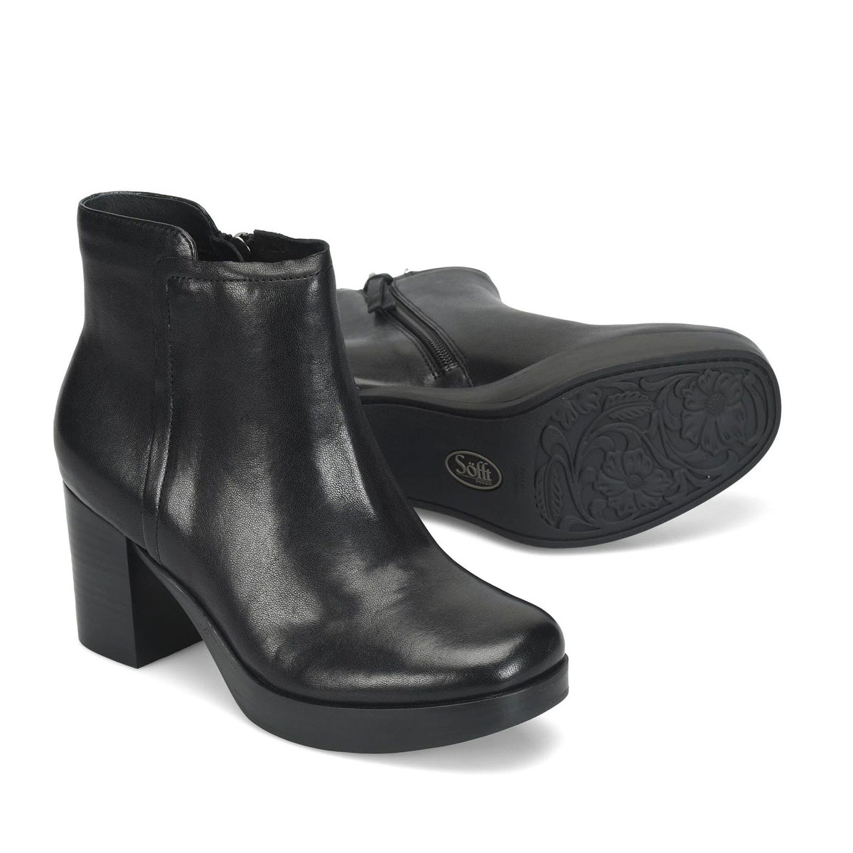 SOFFT KENDALL STACKED HEEL BOOT BLACK - WOMENS