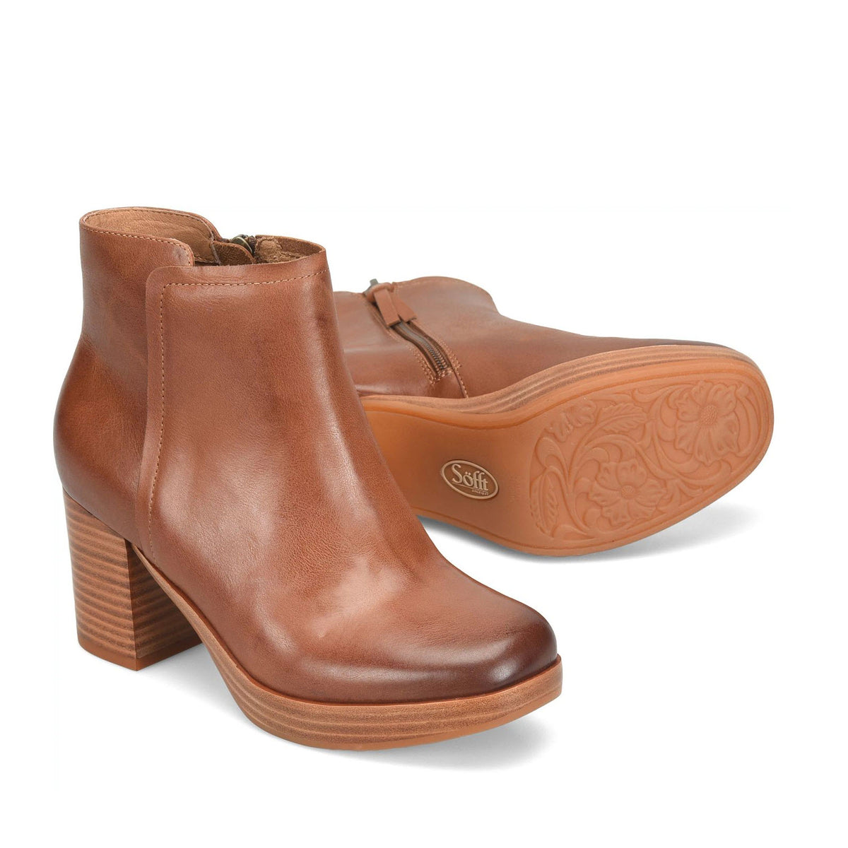 SOFFT KENDALL STACKED HEEL BOOT LUGGAGE - WOMENS