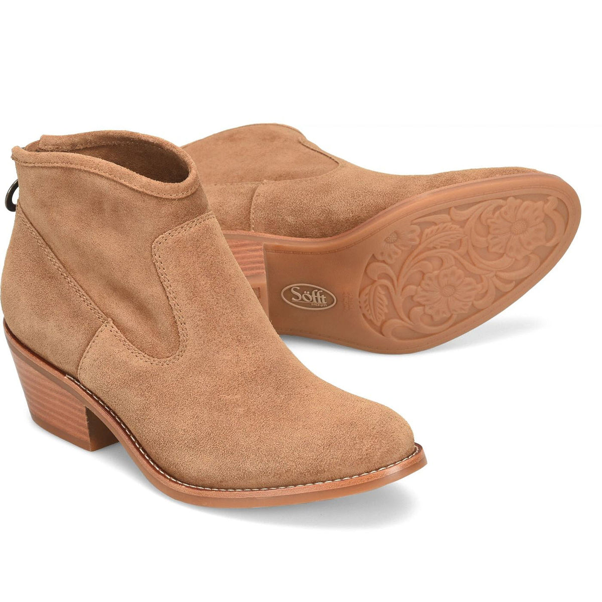 SOFFT AISLEY BACK ZIP BOOTIE SUEDE BRANDY - WOMENS