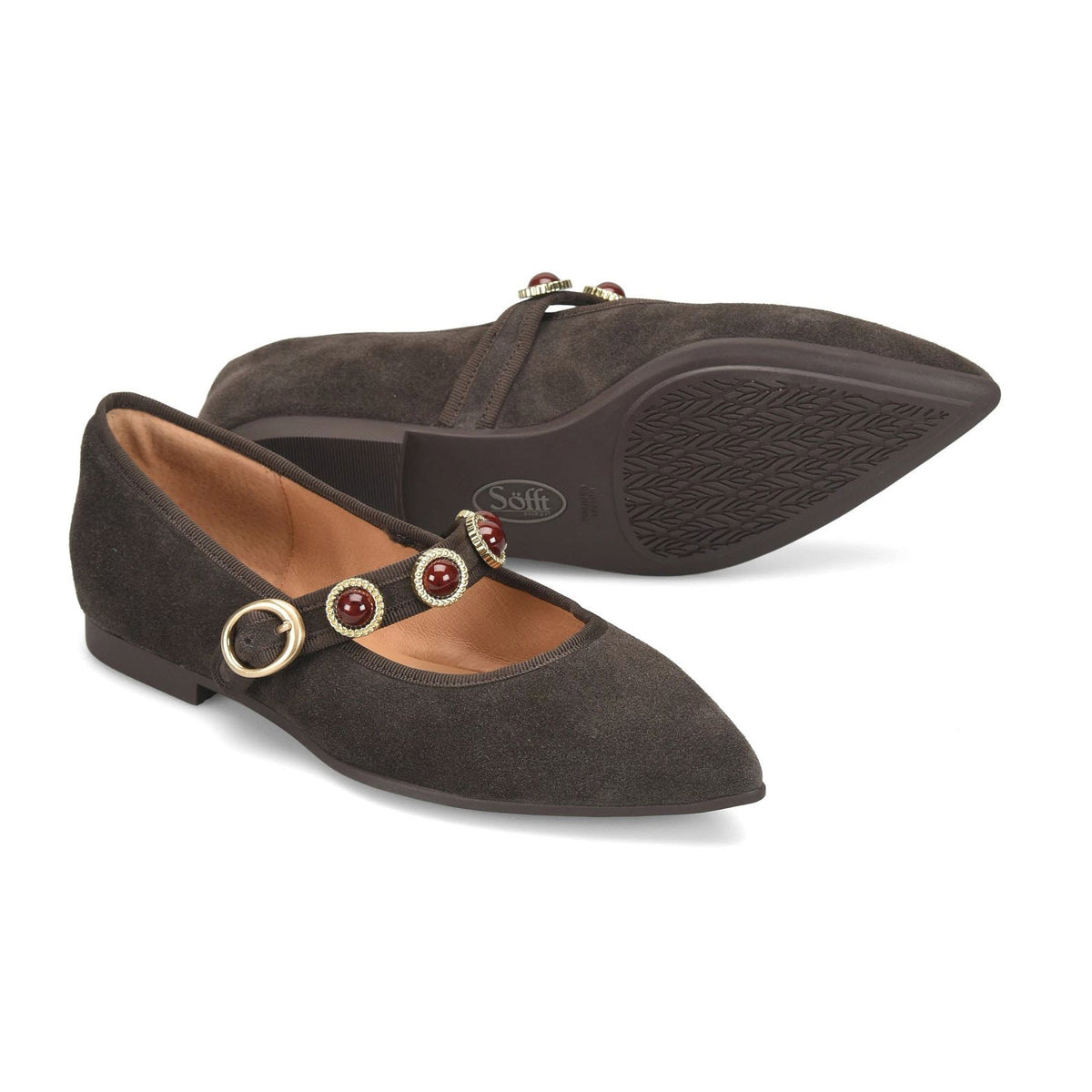 SOFFT MALLORY MARY JANE SUEDE DARK BROWN - WOMENS