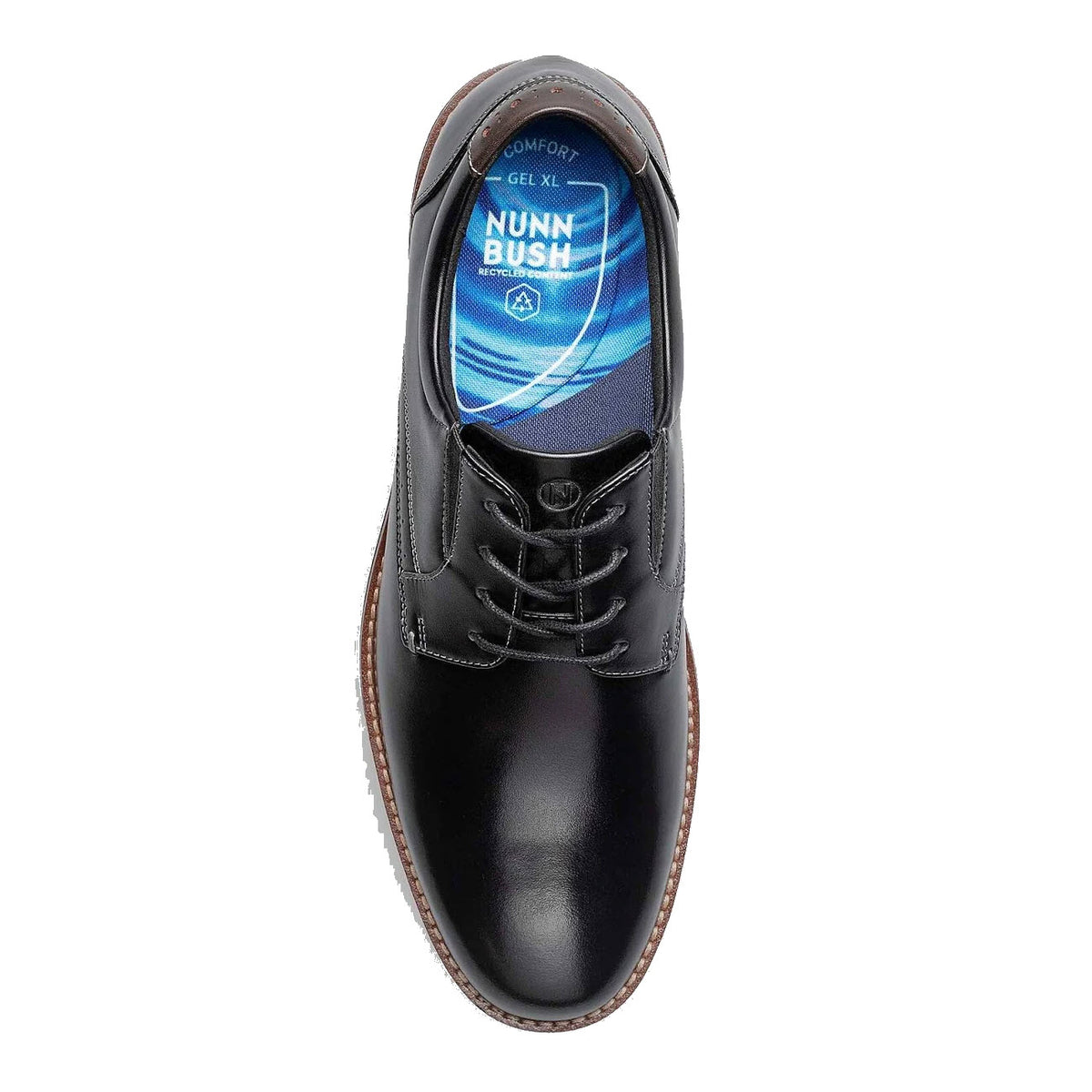 NUNN BUSH FITZ FLEX PLAIN TOE OXFORD BLACK - MENS