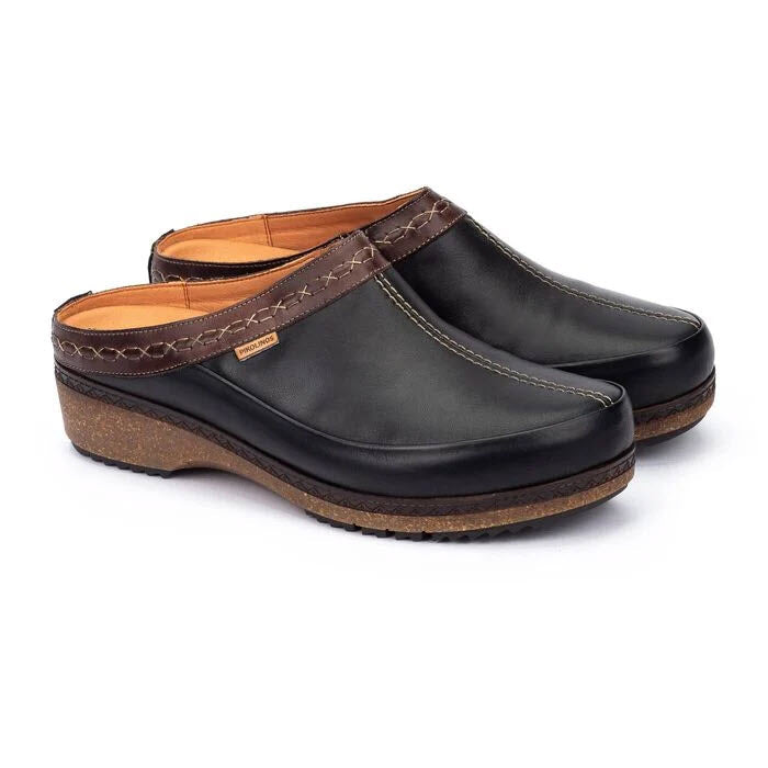 PIKOLINOS SORT OPEN BACK HEELED CLOG BLACK - WOMENS