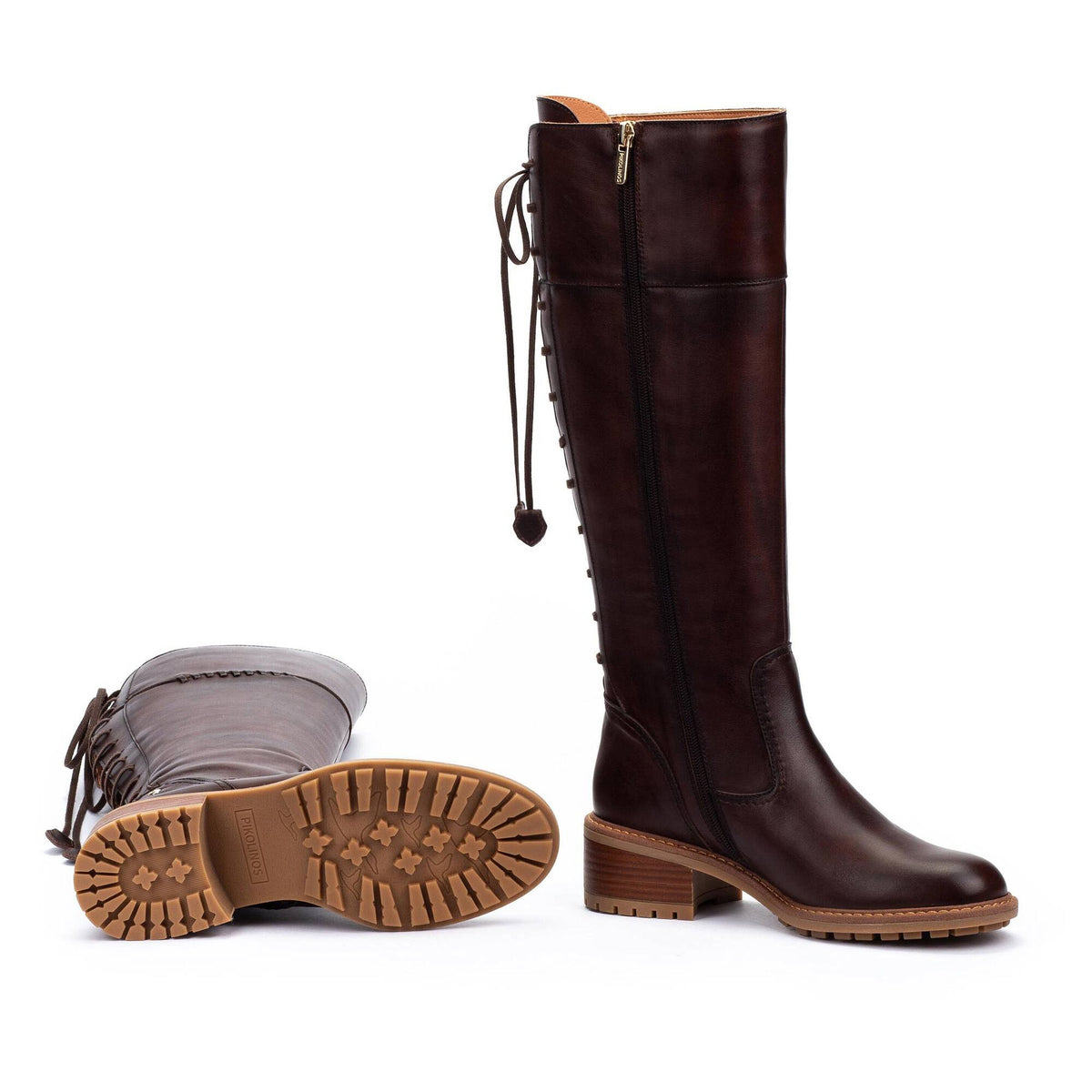 PIKOLINOS MEDINA TALL LACE BACK BOOT CAOBA - WOMENS