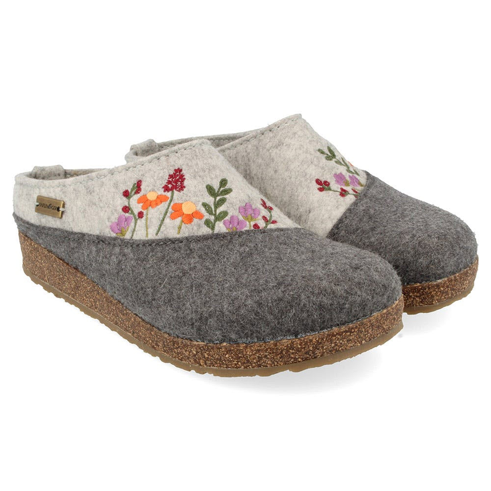 HAFLINGER FLOWER GARDEN CLOG GREY - WOMENS