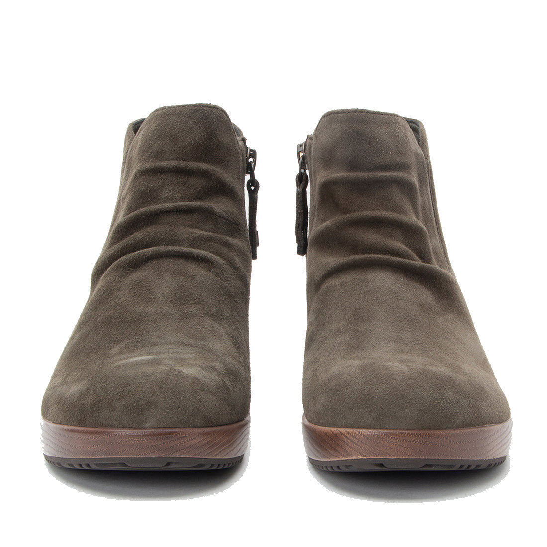 ALEGRIA MELINA SCRUNCH SUEDE HEELED ANKLE BOOT MATCHA - WOMENS