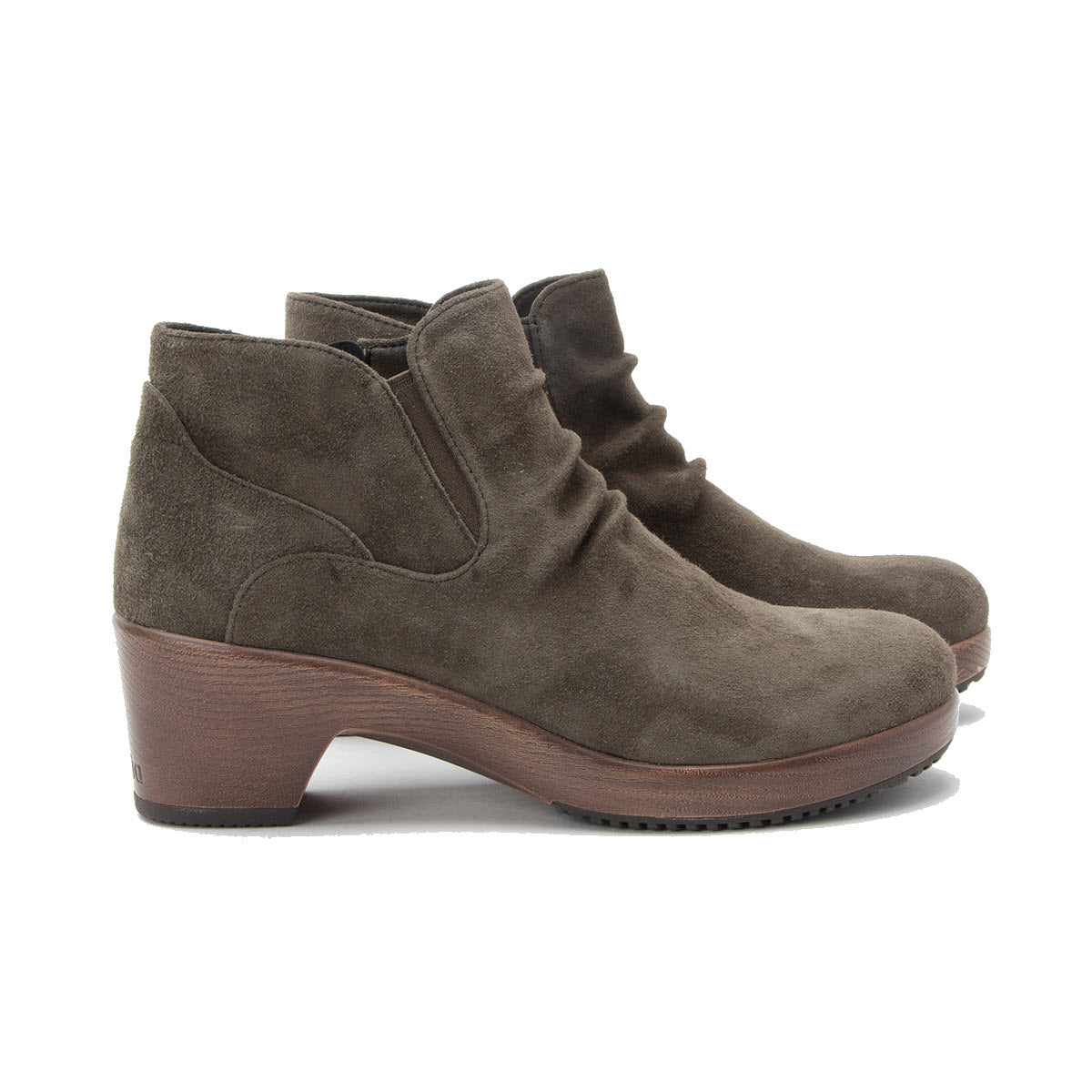 ALEGRIA MELINA SCRUNCH SUEDE HEELED ANKLE BOOT MATCHA - WOMENS
