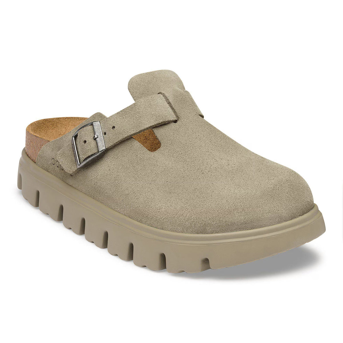 BIRKENSTOCK BOSTON CHUNKY CLOG SUEDE TAUPE - WOMENS