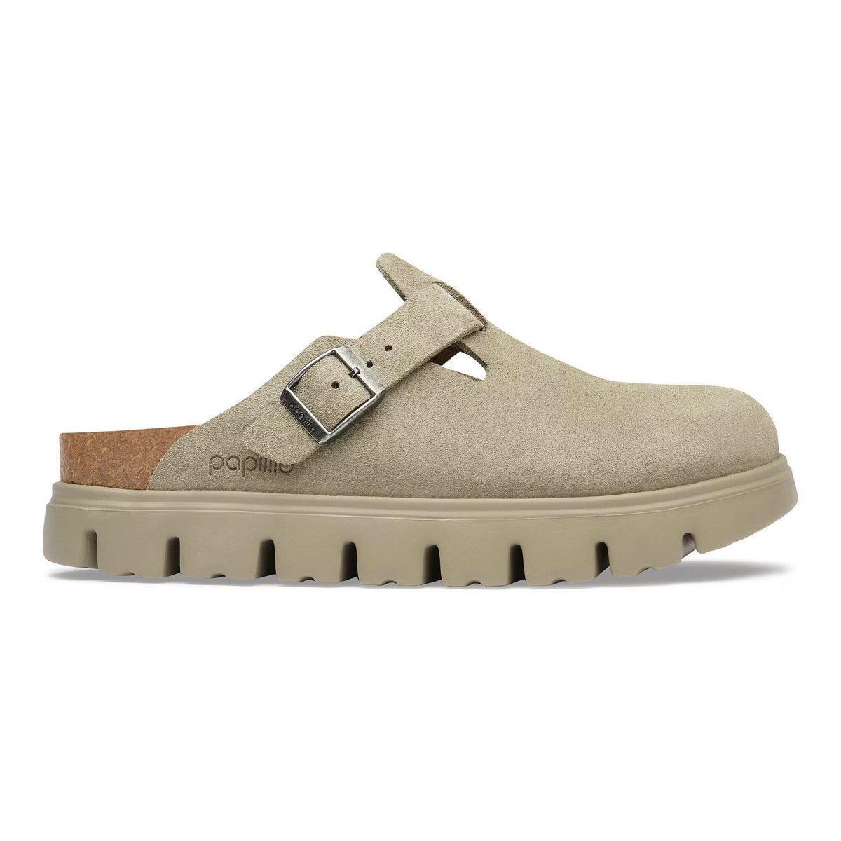 BIRKENSTOCK BOSTON CHUNKY CLOG SUEDE TAUPE - WOMENS