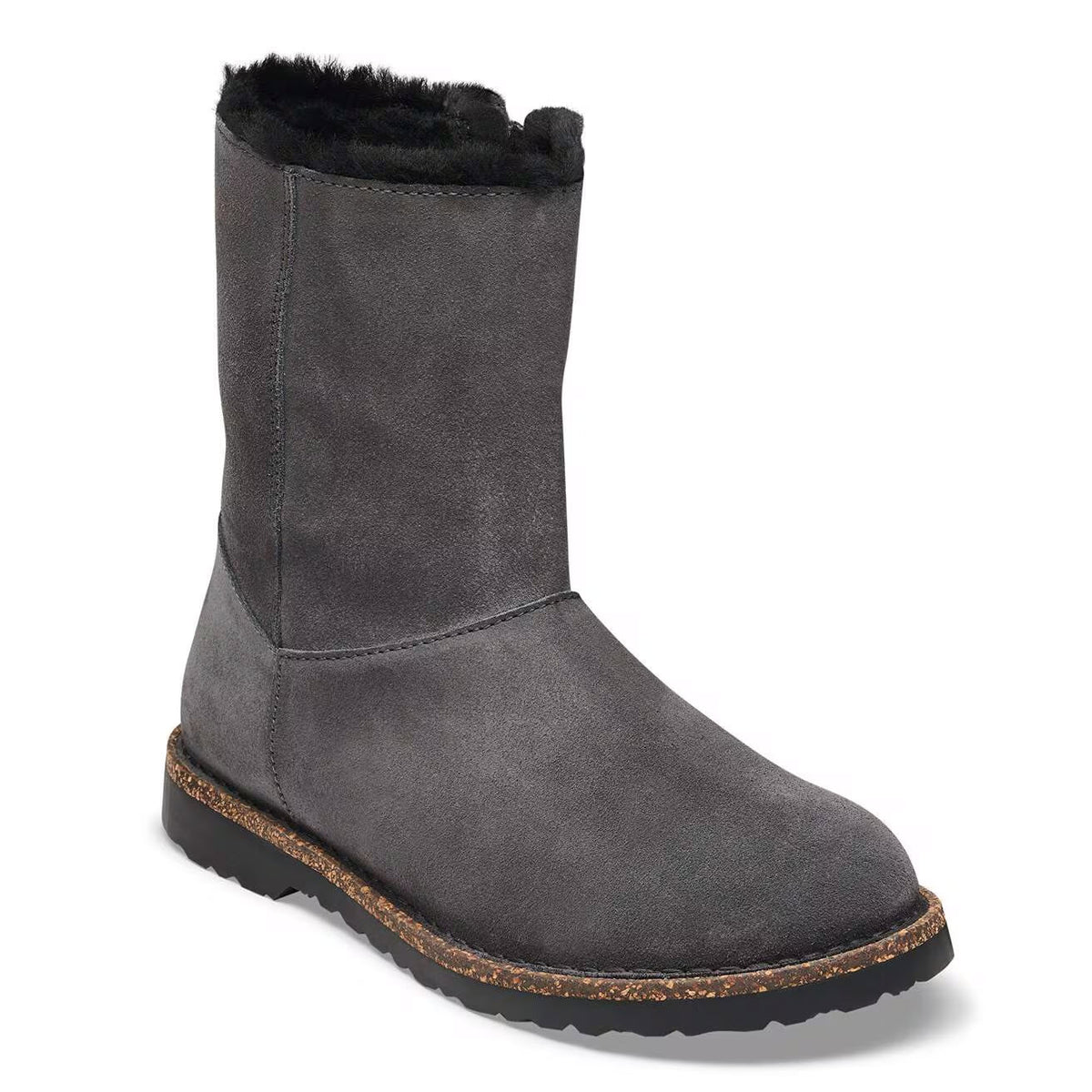 BIRKENSTOCK UPPSALA ZIP SHEARLING CHARCOAL BLACK - WOMENS