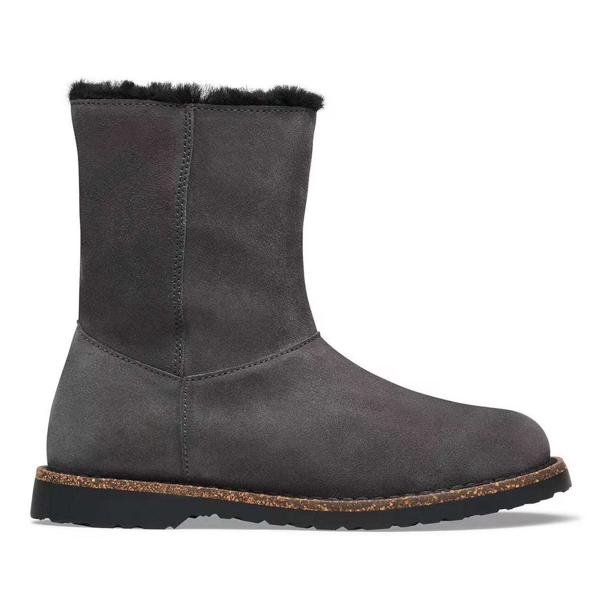 BIRKENSTOCK UPPSALA ZIP SHEARLING CHARCOAL BLACK - WOMENS