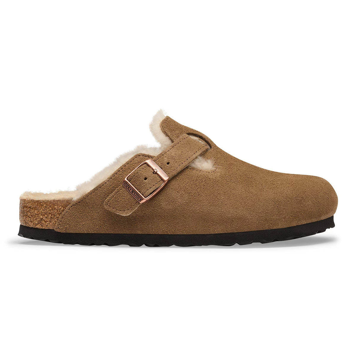 BIRKENSTOCK BOSTON SHEARLING DARK TEA SANDCASTLE - WOMENS