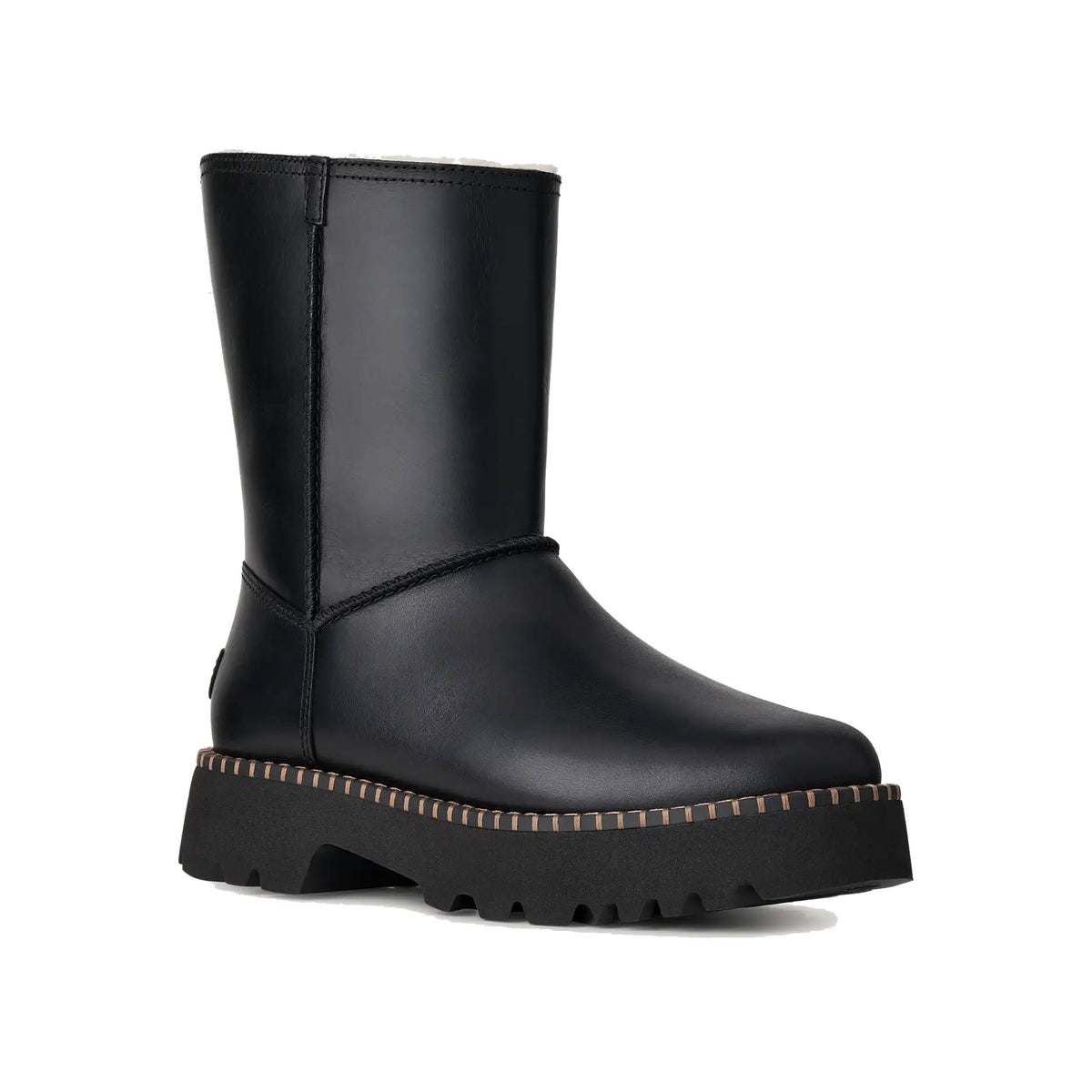 UGG UPTOWNER SHORT BOOT LEATHER BLACK - WOMENS