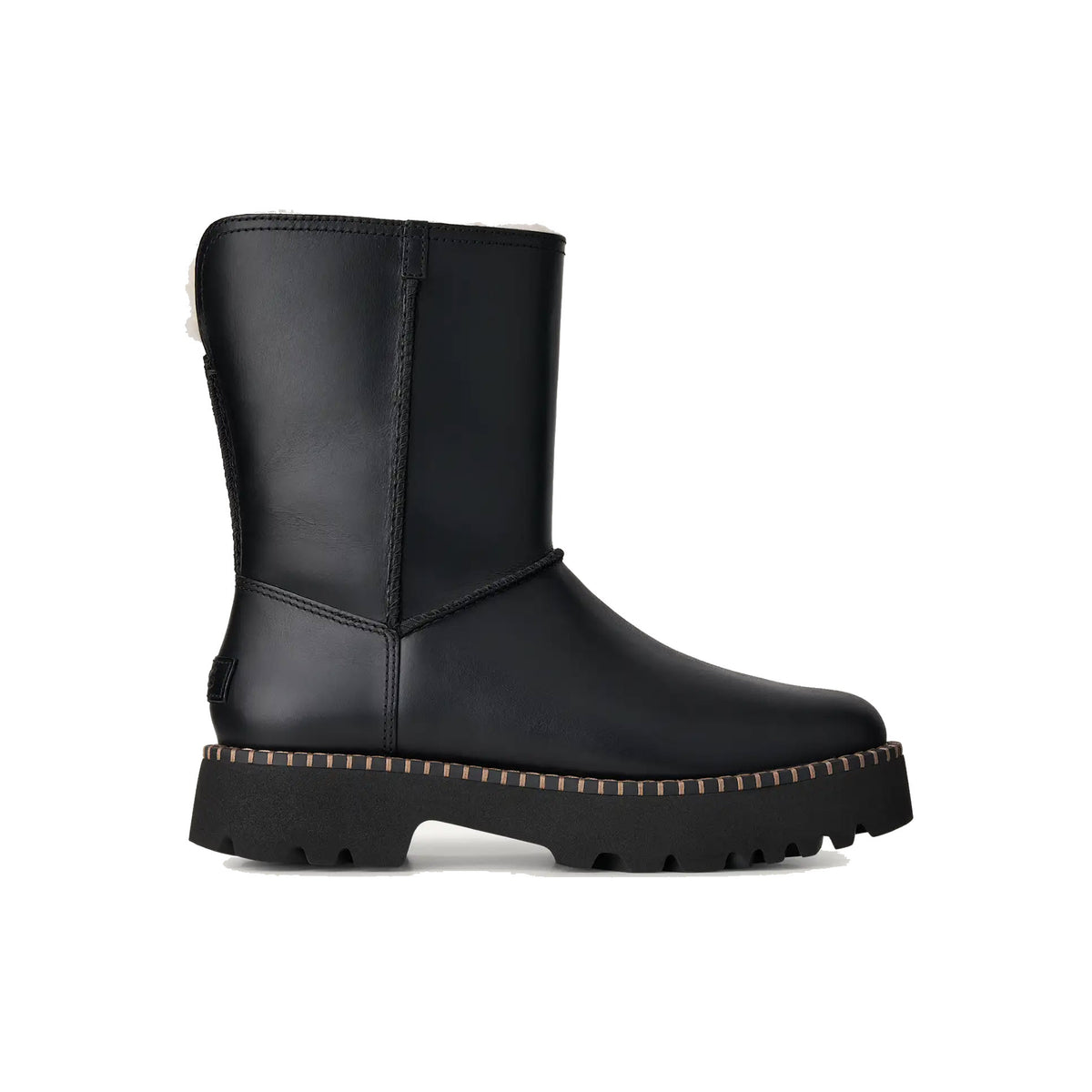 UGG UPTOWNER SHORT BOOT LEATHER BLACK - WOMENS