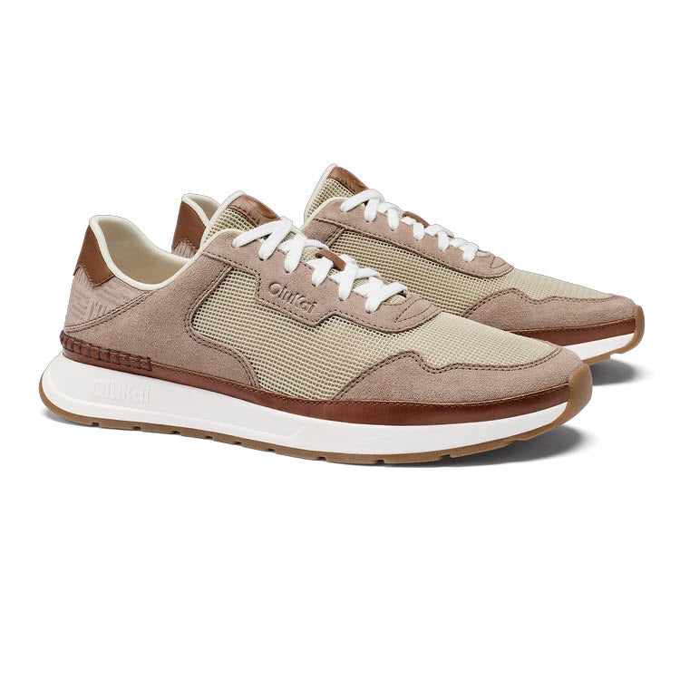 OLUKAI KOKE ECRU TAUPE GREY SNEAKER - MENS