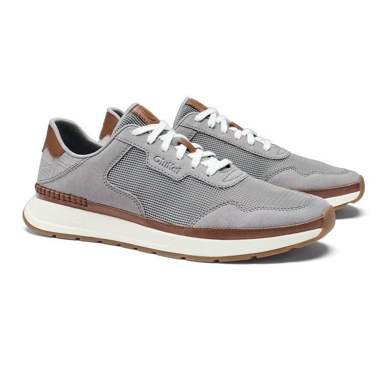 OLUKAI KOKE LIGHT GREY POI SNEAKER - MEN
