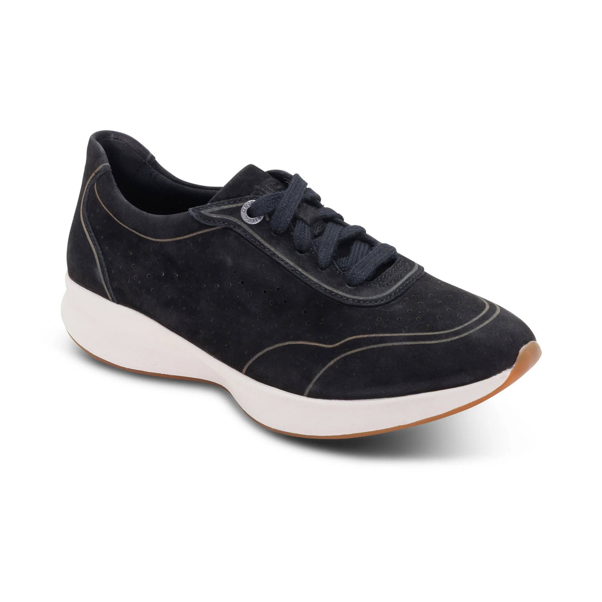 AETREX SERENA WIDE PERFORATED NUBUCK SNEAKER BLACK - WOMENS