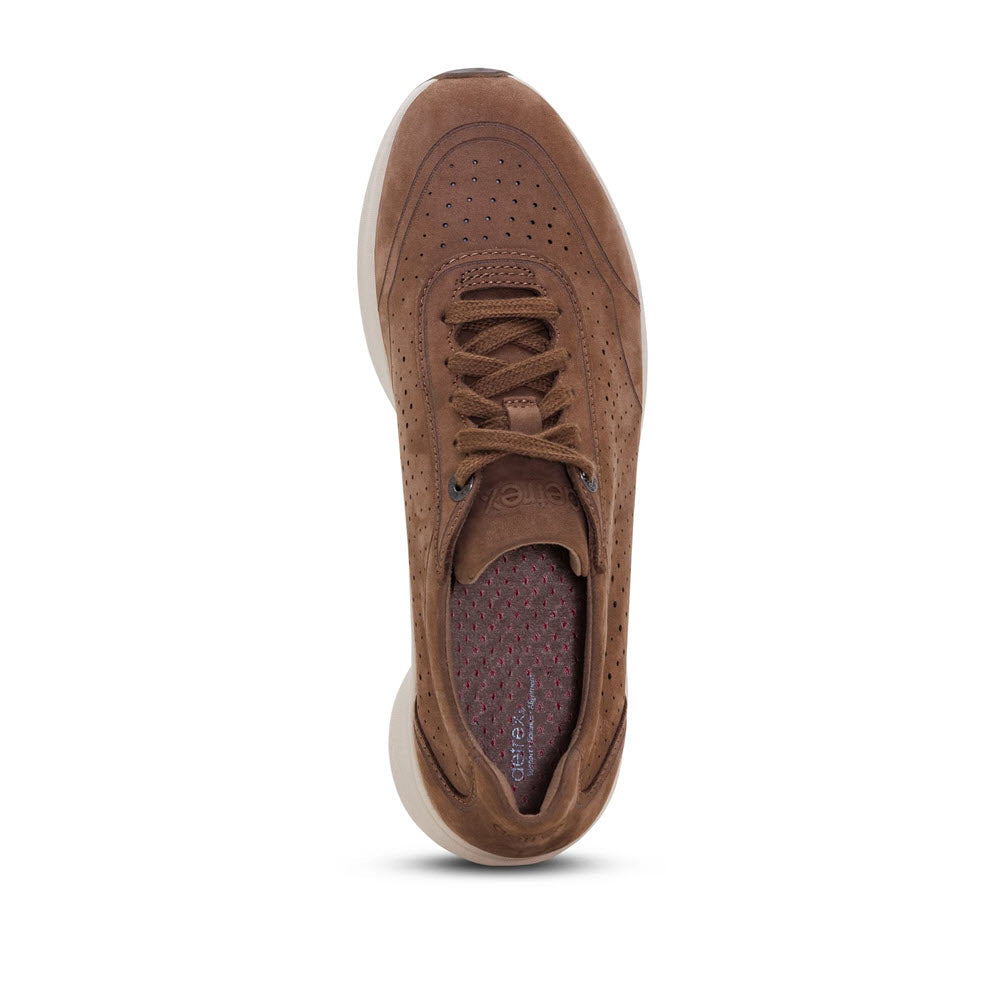 AETREX SERENA WIDE PERFORATED NUBUCK SNEAKER TAUPE - WOMENS