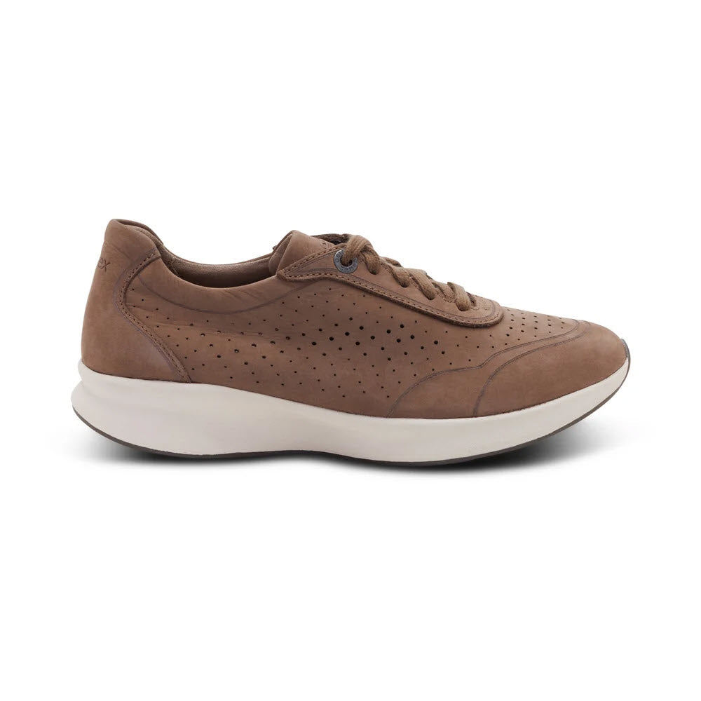 AETREX SERENA WIDE PERFORATED NUBUCK SNEAKER TAUPE - WOMENS
