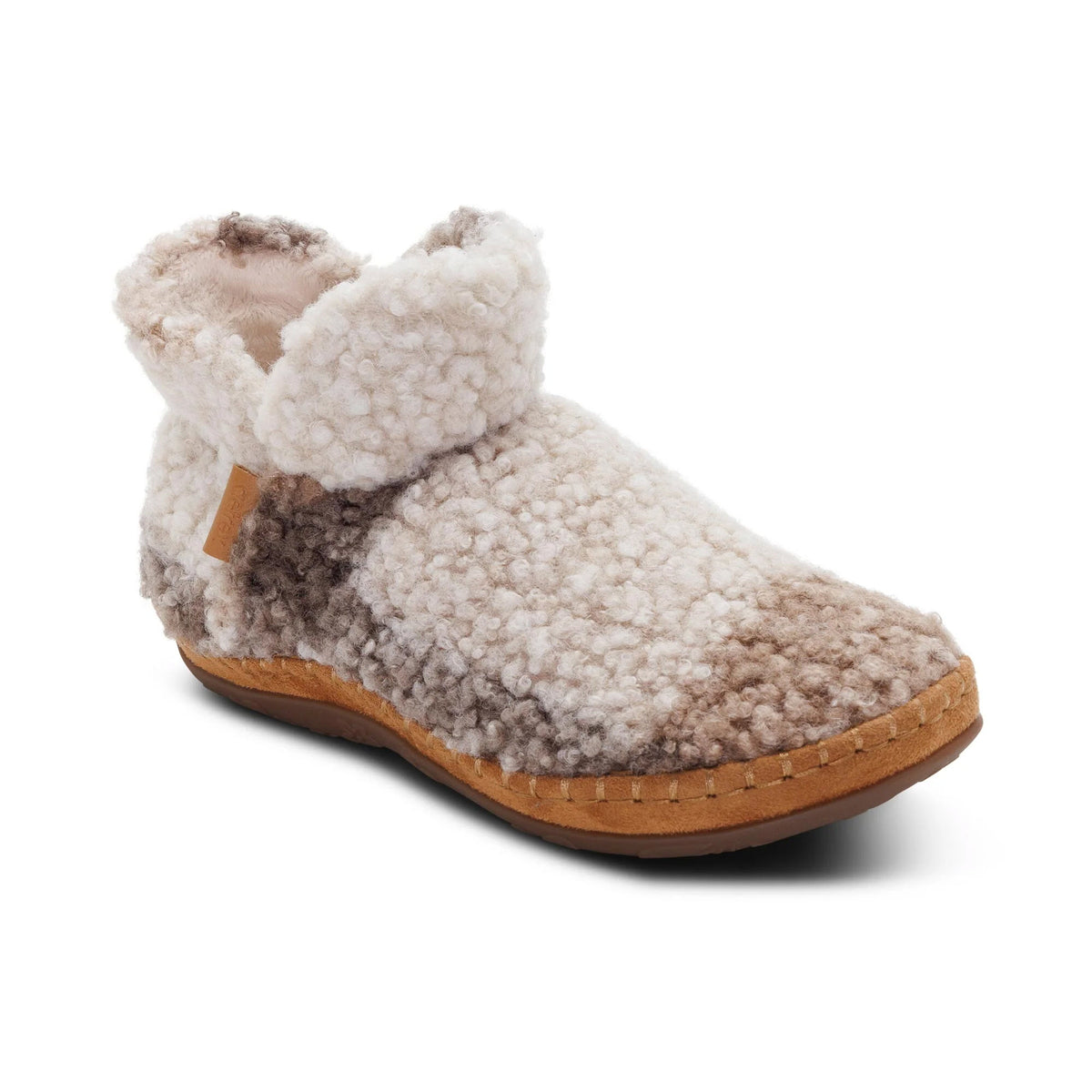 AETREX MALINA PLUSH BOOTIE SLIPPER TAN PLAID - WOMENS