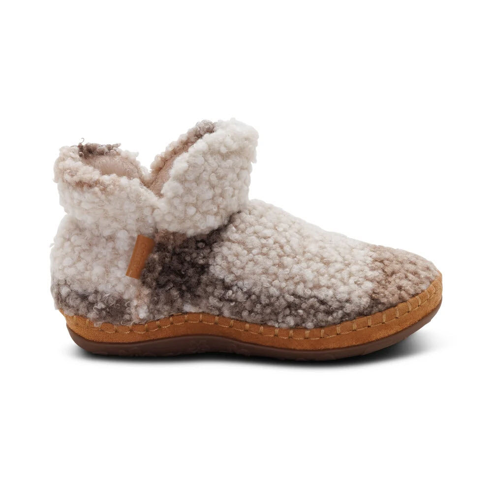 AETREX MALINA PLUSH BOOTIE SLIPPER TAN PLAID - WOMENS