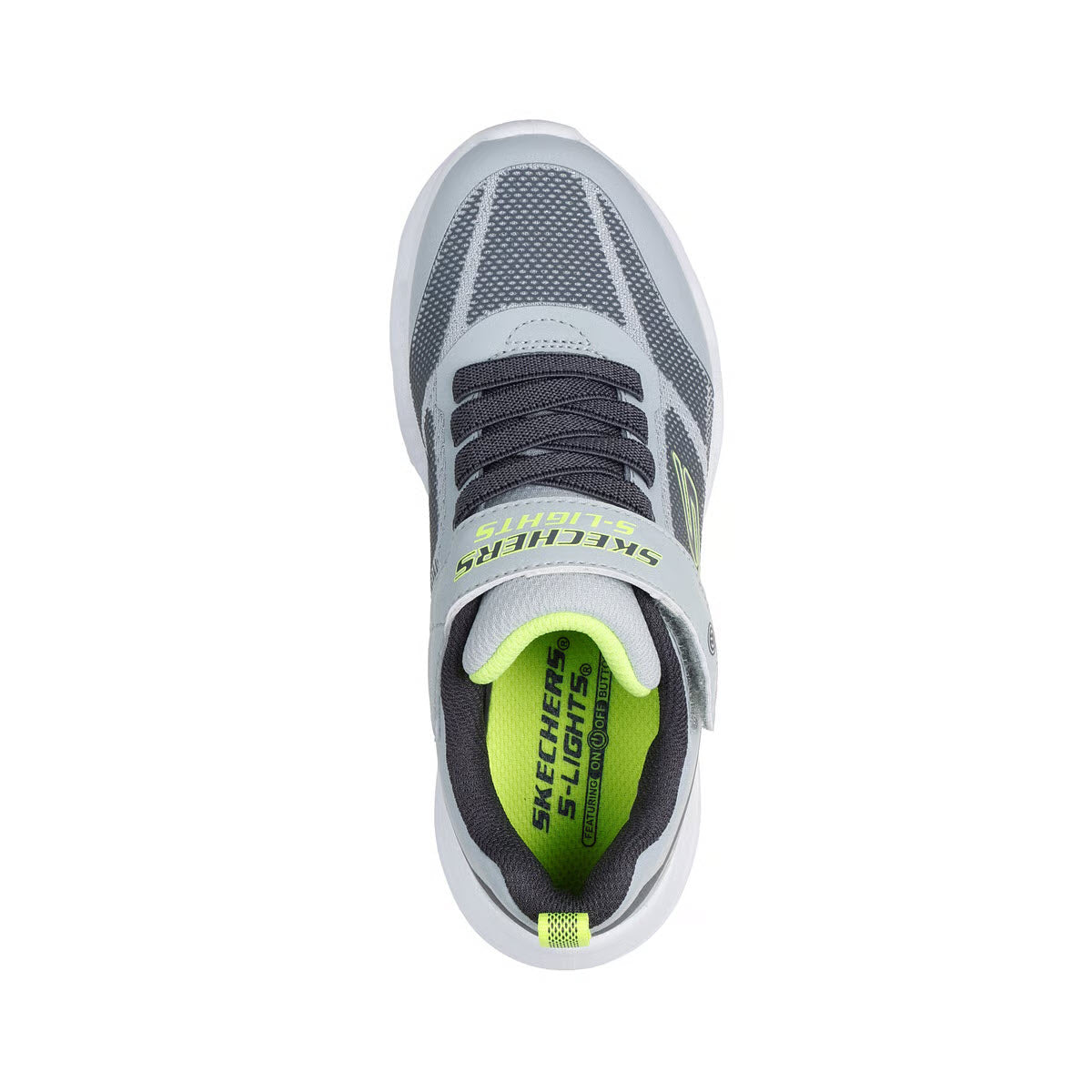 SKECHERS GLIDE STEP LIGHTS GRAY LIME - KIDS