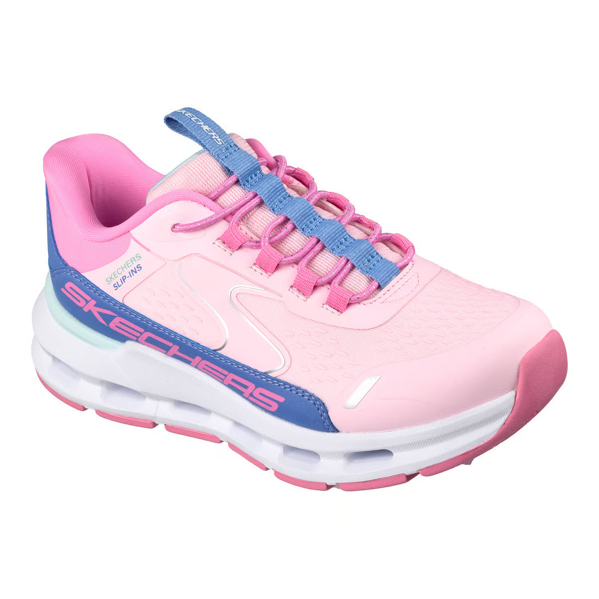 SKECHERS GLIDE STEP SLIP INS GRAY PINK - KIDS