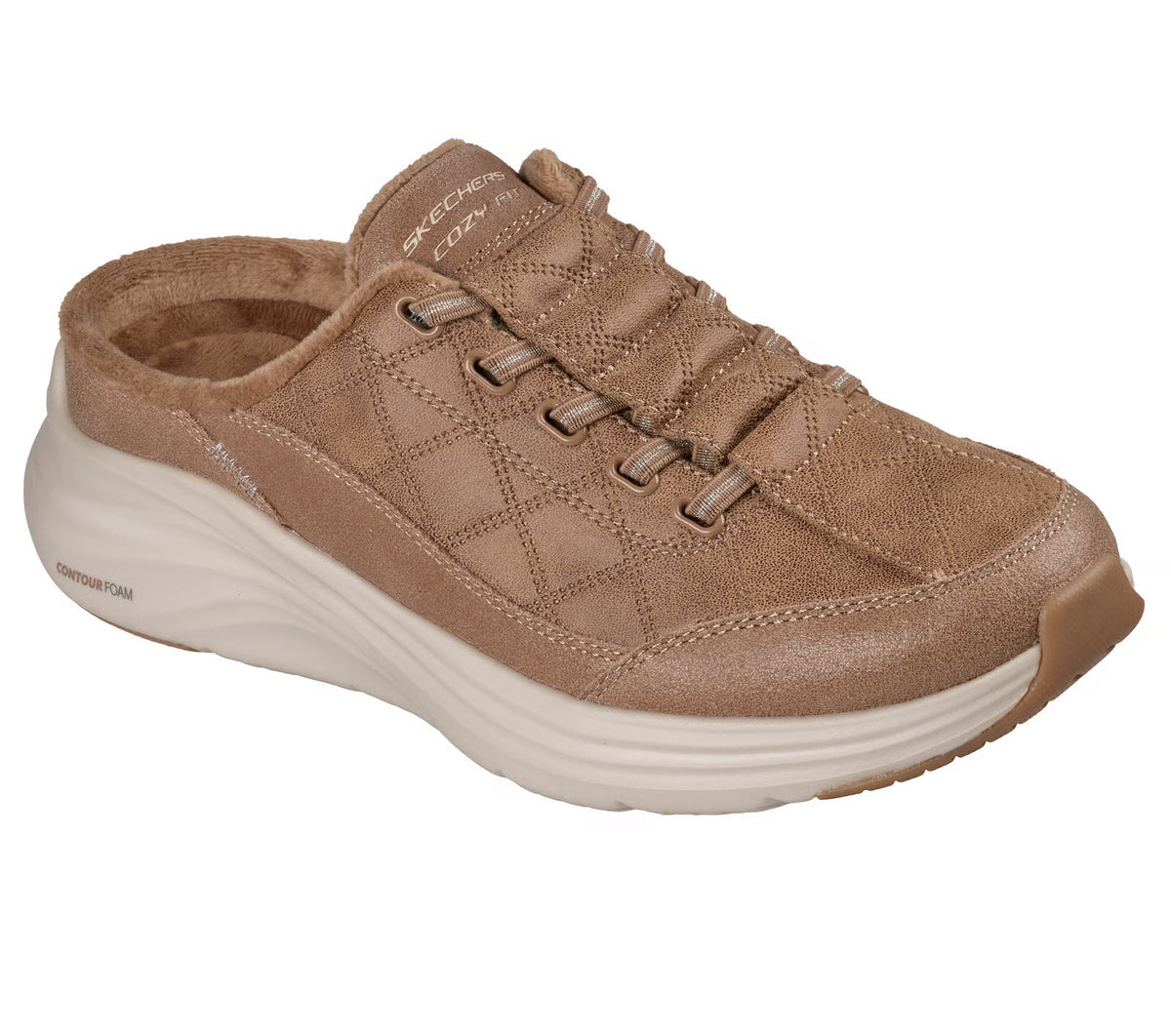 SKECHERS CONTOUR FOAM COZY OPEN BACK SNEAKER CHESTNUT - WOMENS