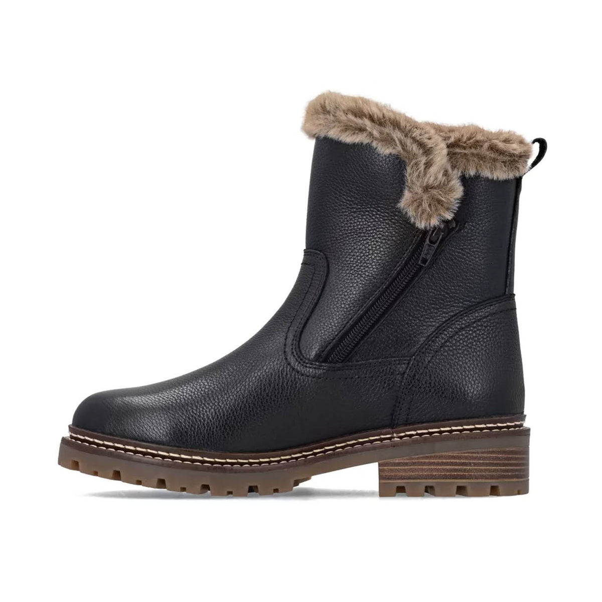 REMONTE LINED ZIP WATERPROOF BOOT ICE GRIP BLACK - WOMENS