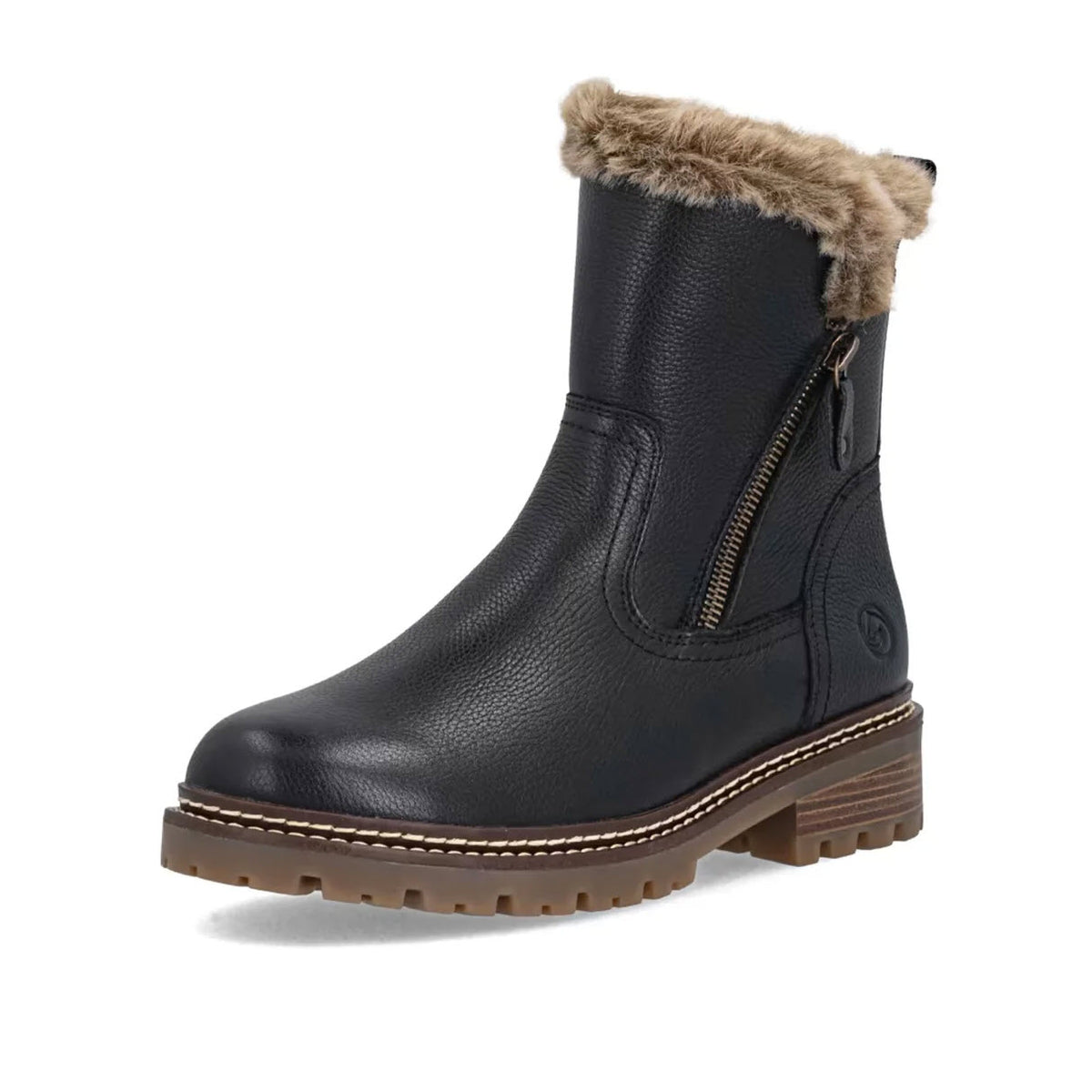REMONTE LINED ZIP WATERPROOF BOOT ICE GRIP BLACK - WOMENS