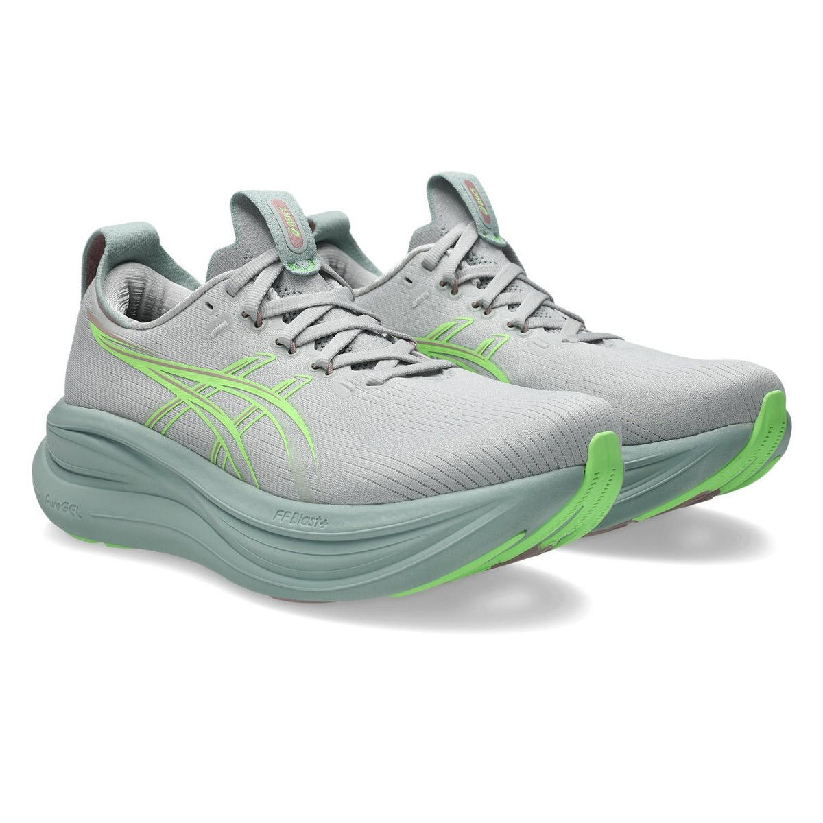 ASICS GEL NIMBUS 28 CLOUD GREY/ILLUMINATE GREEN - WOMENS