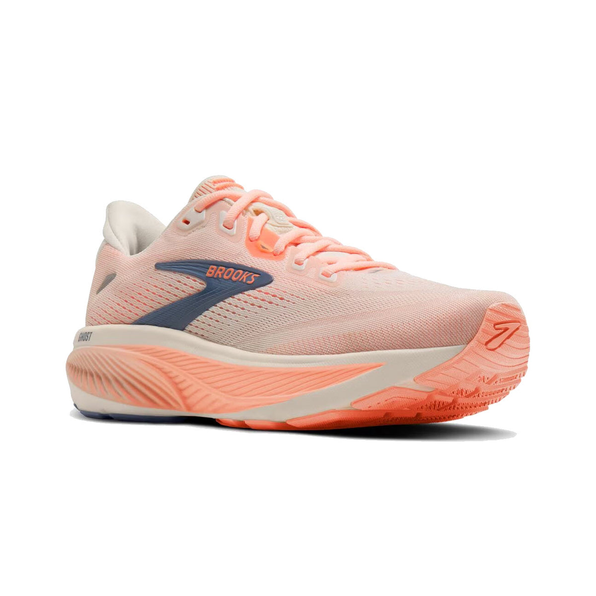 BROOKS GHOST 18 WHITE/CYBER PEACH/GREY - WOMENS
