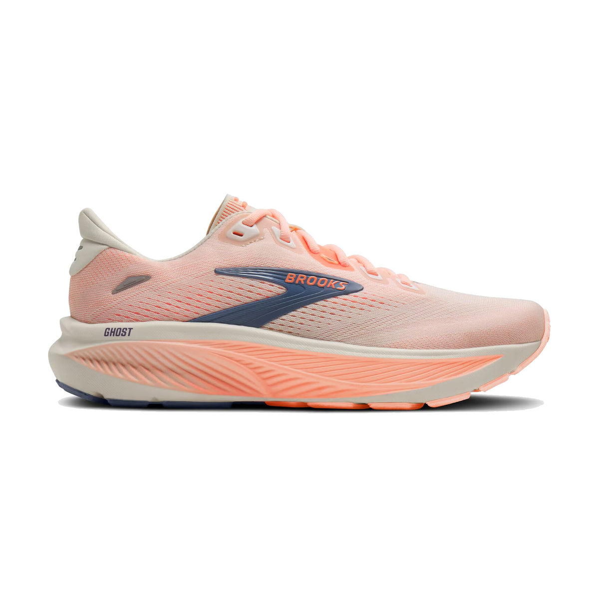 BROOKS GHOST 18 WHITE/CYBER PEACH/GREY - WOMENS