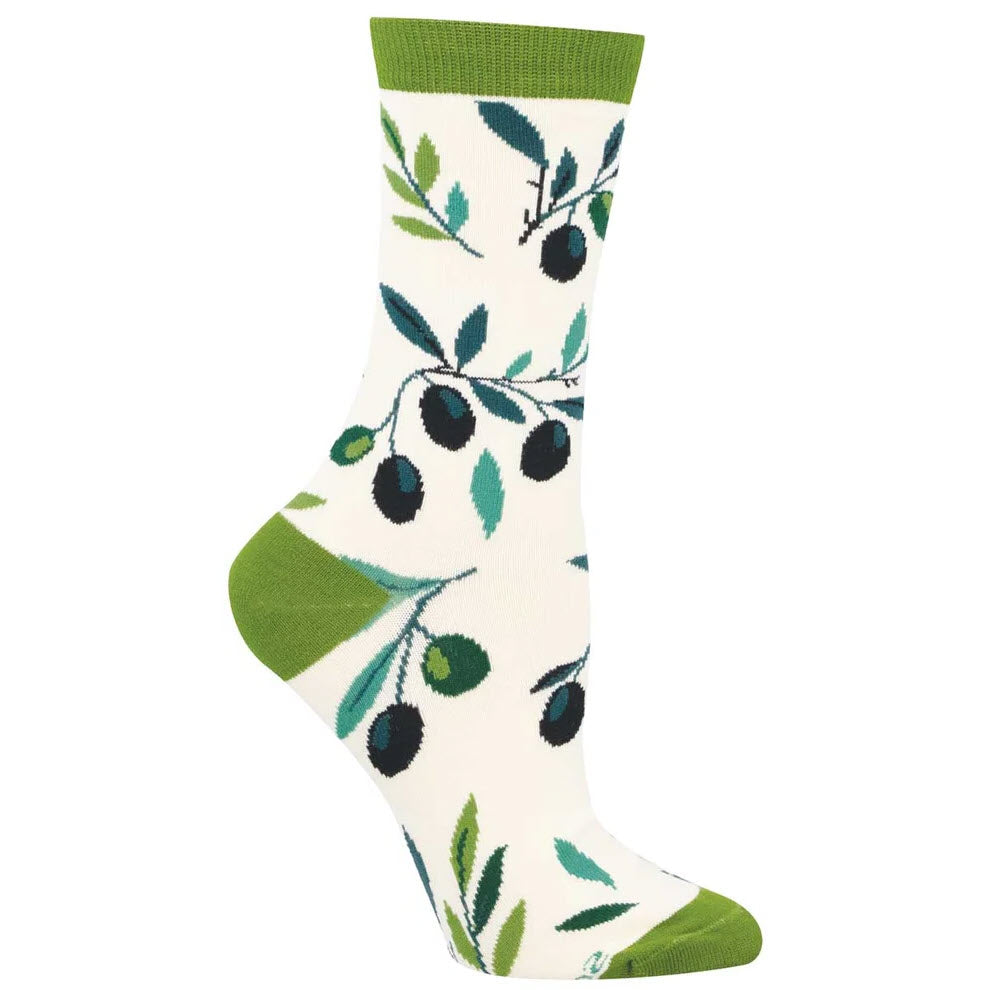 SOCKSMITH AN OLIVE BRANCH OF SORTS CREW SOCKS IVORY - WOMENS