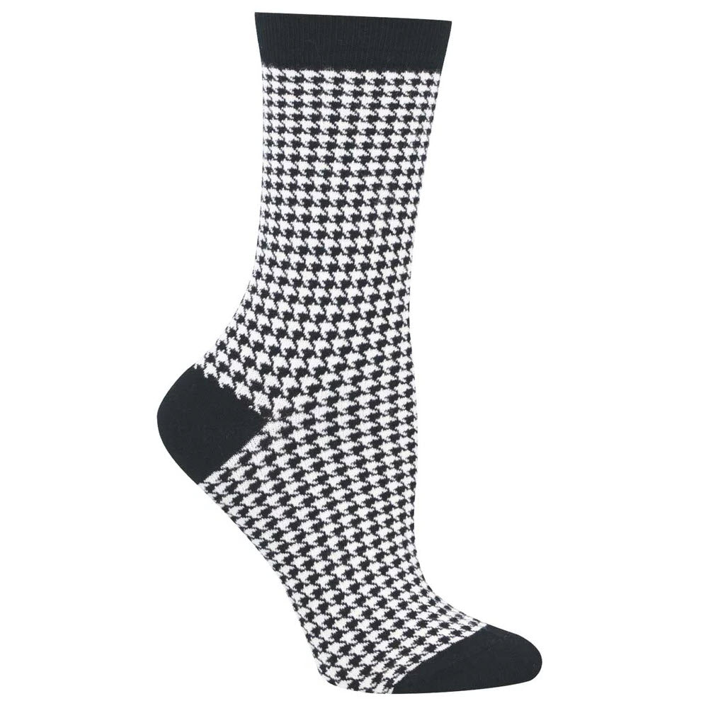 SOCKSMITH HOUNDSTOOTH CREW SOCKS BLACK WHITE - WOMENS