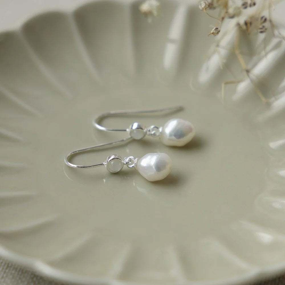 GLEE JULIET EARRINGS PEARL SILVER