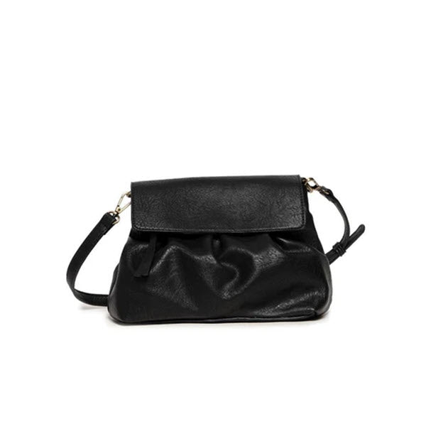 JOY SUSAN ADRIENNE PLEATED FLAP CROSSBODY BAG BLACK