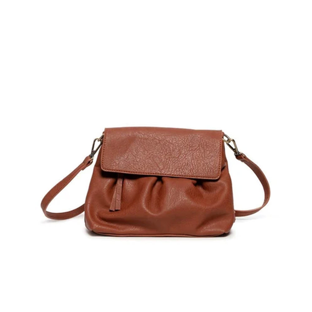 JOY SUSAN ADRIENNE PLEATED FLAP CROSSBODY BAG SADDLE