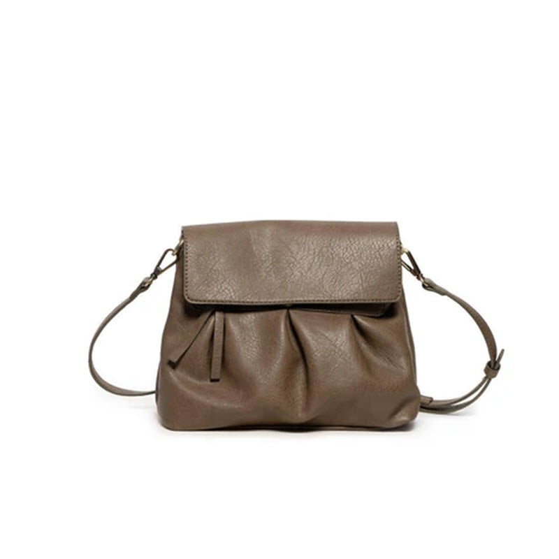 JOY SUSAN ADRIENNE PLEATED FLAP CROSSBODY BAG OLIVE