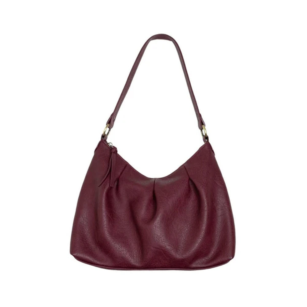 JOY SUSAN SASHA PLEATED HOBO CROSSBODY BAG WINE