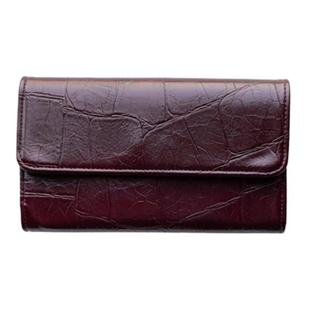 JOY SUSAN CROC MARNIE MINI TRIFOLD WALLET BURGUNDY