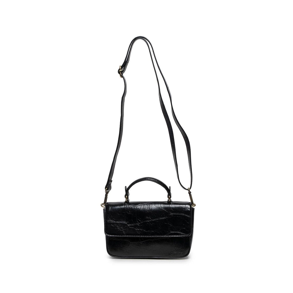 JOY SUSAN WILMA CROC MINI FLAP TOP CROSSBODY BAG BLACK