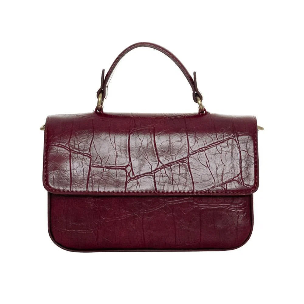JOY SUSAN WILMA CROC MINI FLAP TOP CROSSBODY BURGUNDY