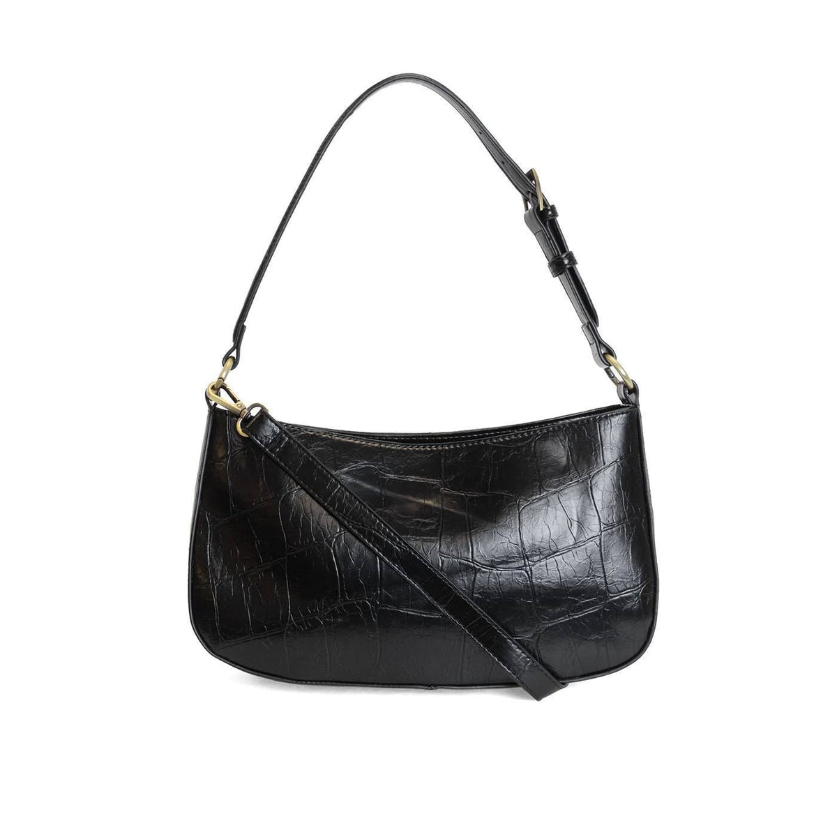 JOY SUSAN ERIN CROC HOBO SHOULDER CROSSBODY BAG BLACK