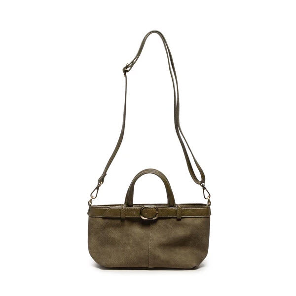 JOY SUSAN ASPYN SMALL BELTED TOTE CROSSBODY BAG DARK OLIVE