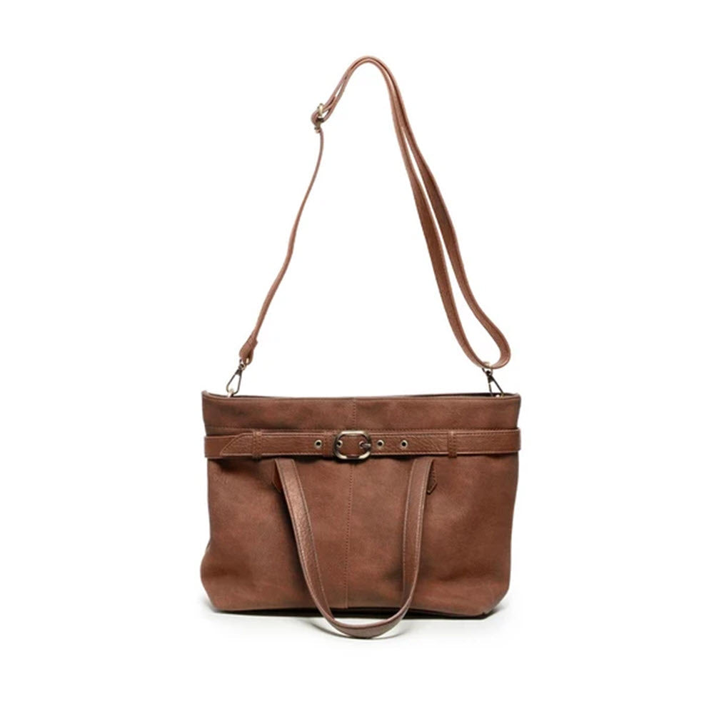 JOY SUSAN GENEVA MEDIUM BELTED TOTE CROSSBODY BAG TOFFEE