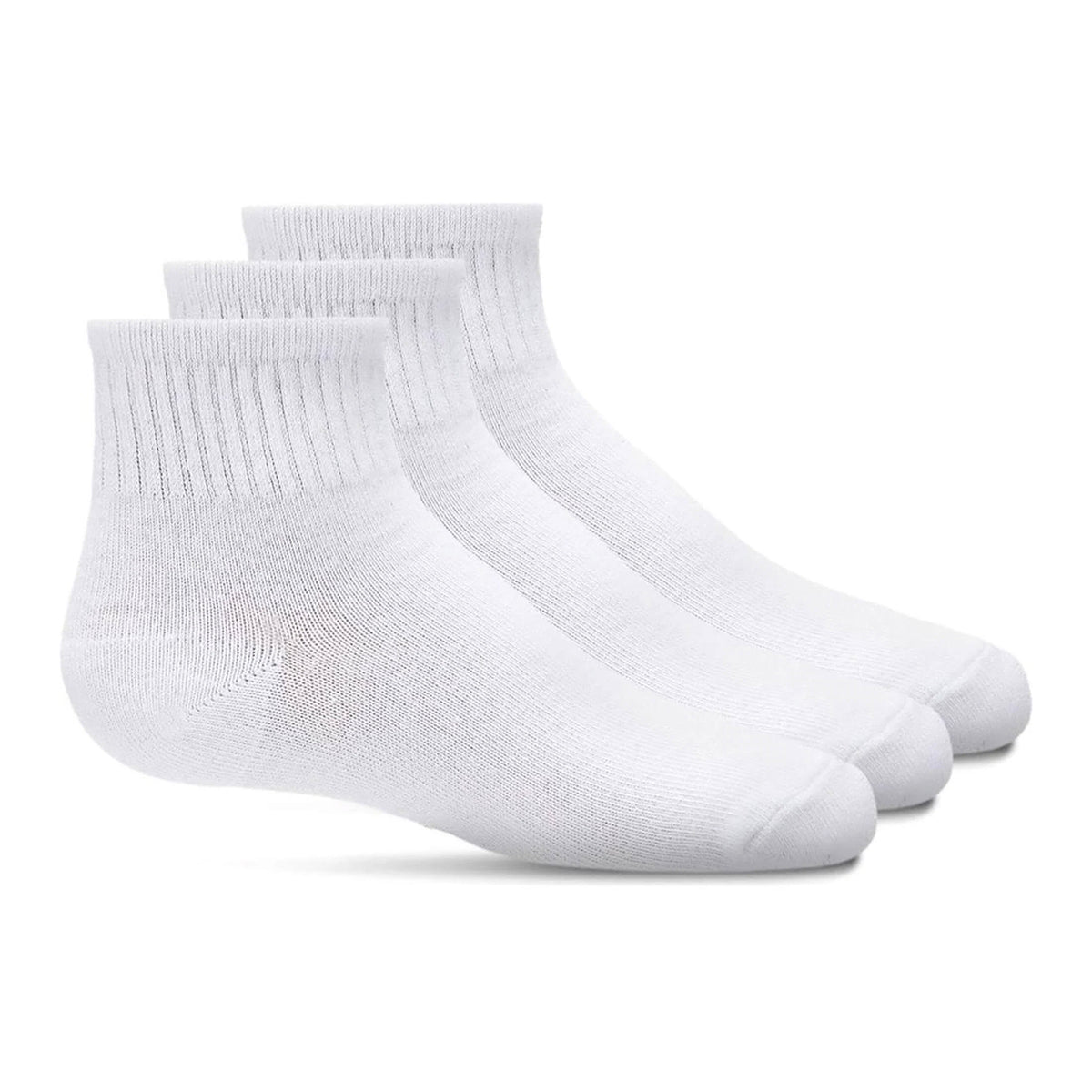 MEMOI RIBBED MID CUT SOCKS 3 PACK WHITE - KIDS